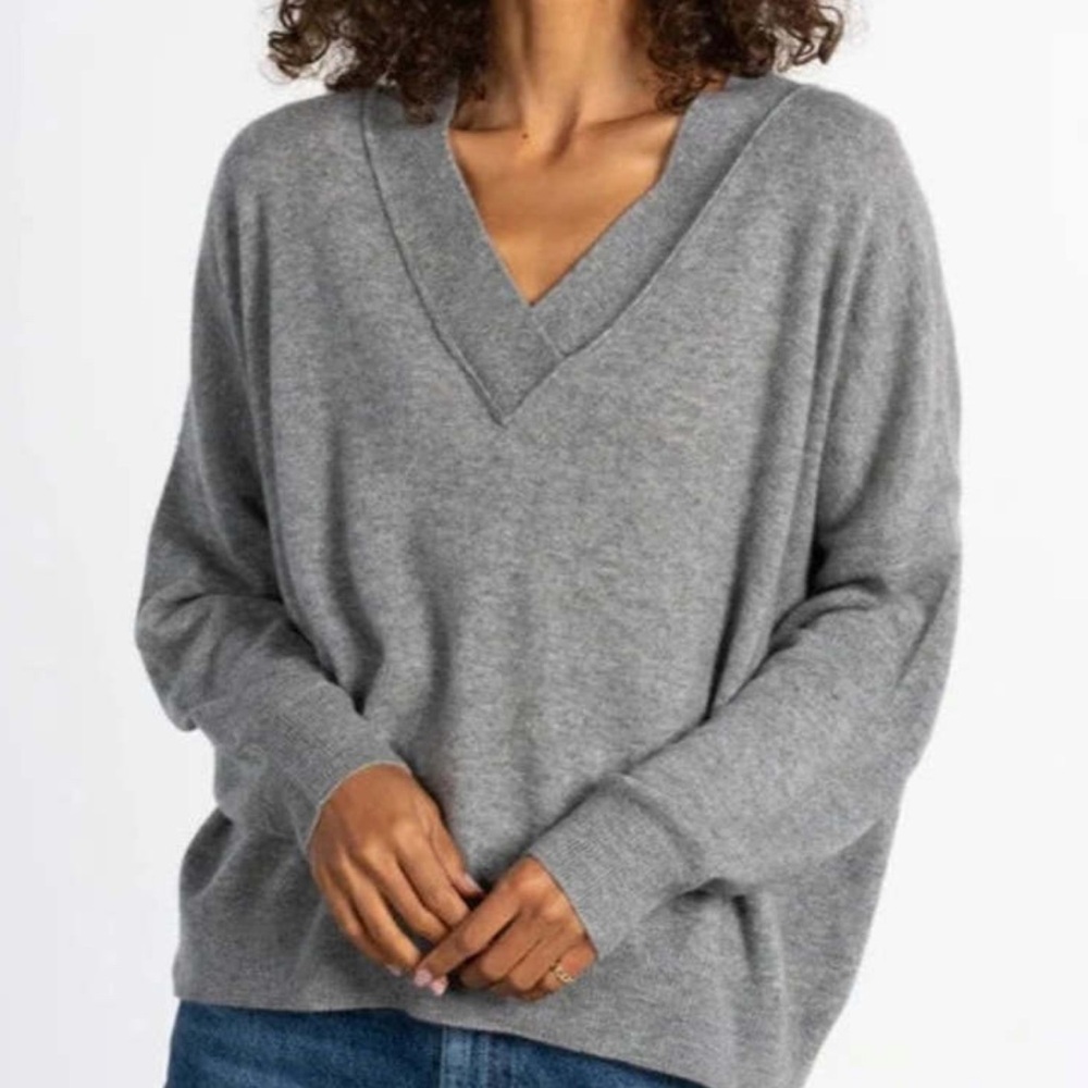Parrish LA Courtney Sweater in Gunmetal Cashmere NWOT Size Small S MSRP $198